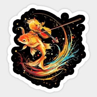 Goldfish Playing Violin Sticker